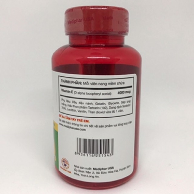 Vitamin E Mediphar USA (Viên uống hỗ trợ đẹp da, giảm lão hóa)