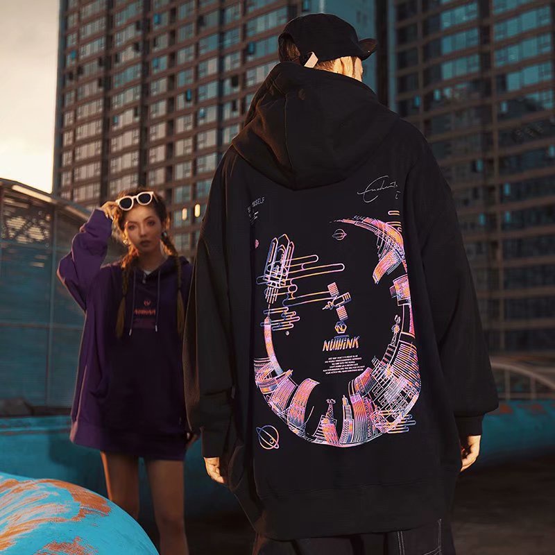 Áo hoodie dáng rộng phong cách hip hop Hàn Quốc cá tính size M-8XL cho nam và nữ