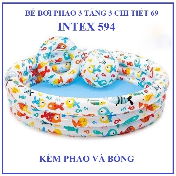 Bể bơi phao Intex cho bé set 3 món bể bơi, phao bơi, bóng hơi