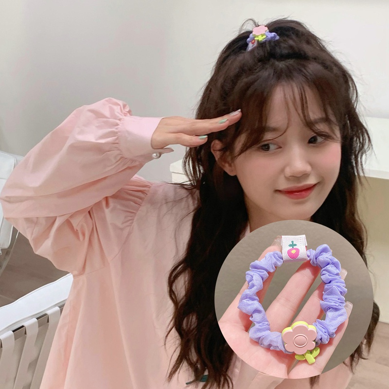 Dây Buộc Tóc Cao Su Họa Tiết Hoạt Hình Phong Cách Hàn Quốc Cho Bé Gái