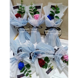 Sỉ 10 combo hoa+túi+thiệp bó 1 bông hoa sáp thơm đủ màu