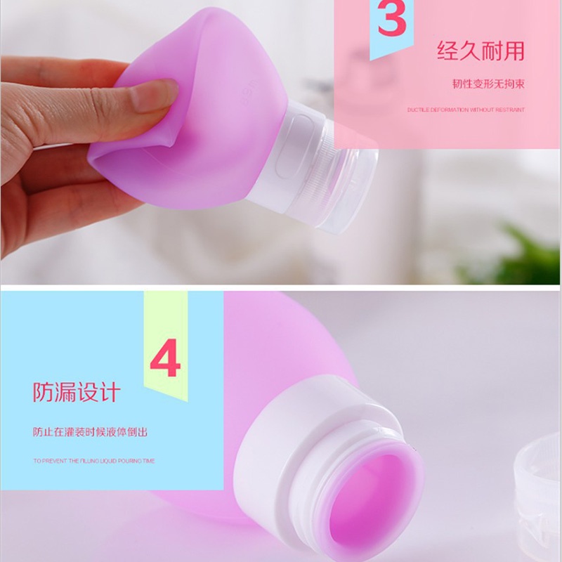 Set 3 Chai Silicone Đựng Dầu Gội/Mỹ Phẩm Khi Đi Du Lịch