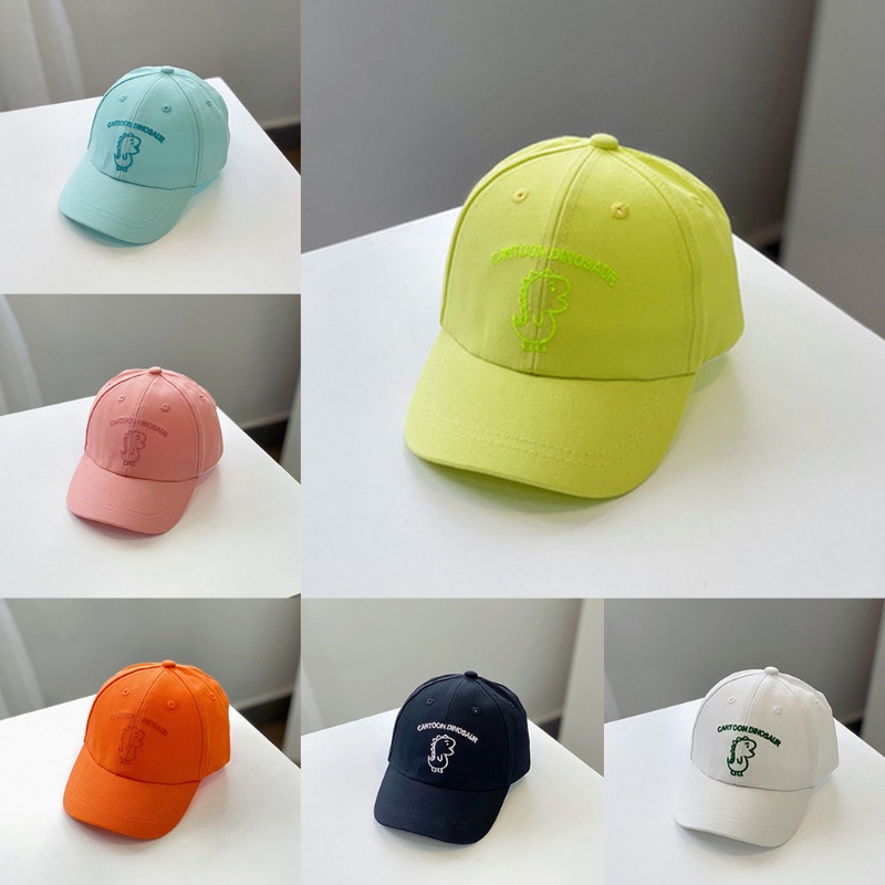 Mũ Lưỡi Trai Vải Cotton Thêu Hoạt Hình Khủng Long Dễ Thương Cho Bé