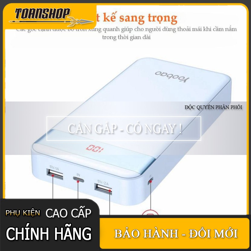 Pin Sạc Dự Phòng 20000mAh YOOBAO M20Pro có đèn pin LED Chính hãng