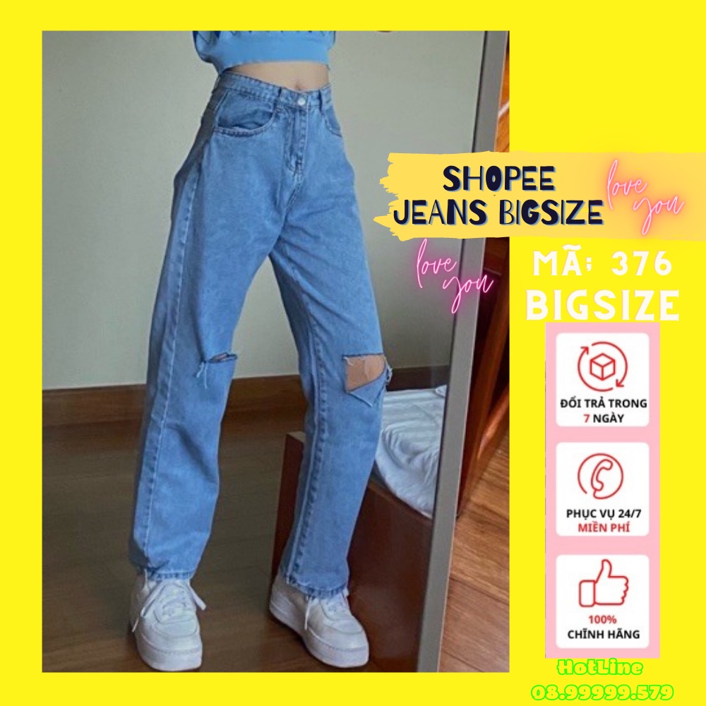 Bigsize 30-36) Quần Suông, Quần Jean Lưng Cao, Quần Ống Rộng