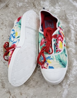 Giày Vải canvas in Hoa Rách Bé Gái