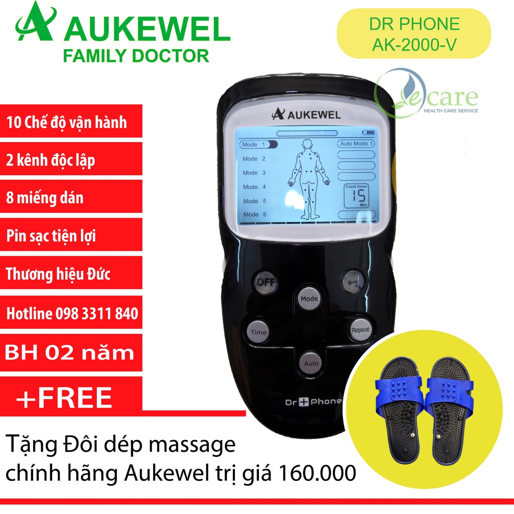 Máy Massage xung điện trị liệu cao cấp thương hiệu Đức Aukewel Dr Phone AK-2000-V