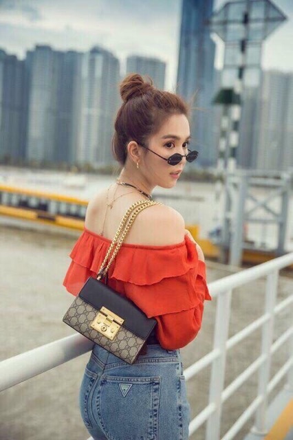 Túi xách mix màu G-Ngọc Trinh sang chảnh Fullbox