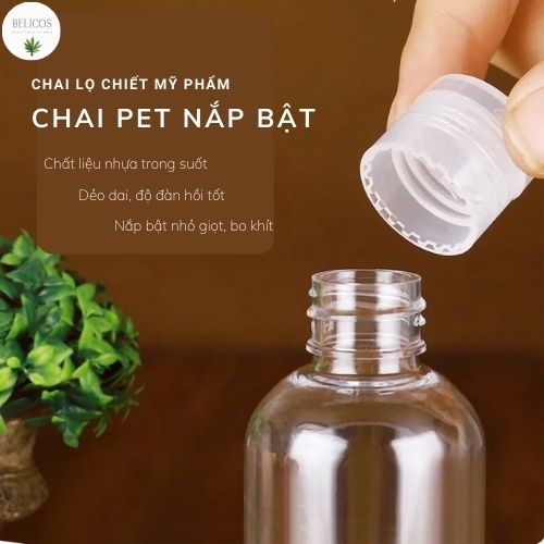 Chai nhựa pet nắp bật trong suốt 30ml-50ml-100ml- Chai chiết mỹ phẩm mini, chai đựng nước rửa tay