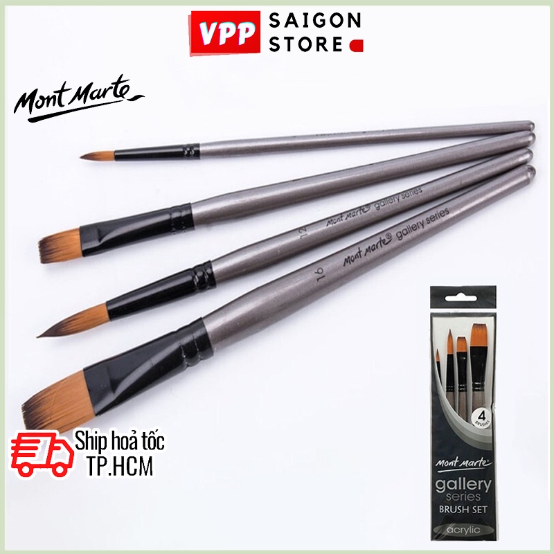 Bộ 4 Cọ Acrylic Mont Marte - Gallery Series Brush Set Acrylic 4pce - BMHS0014