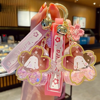 Cartoon Acrylic Into Oil Fantasy Cherry Blossom Bunny Keychain Chain Female Cute Bag Pendant Couple Accessories Gift
