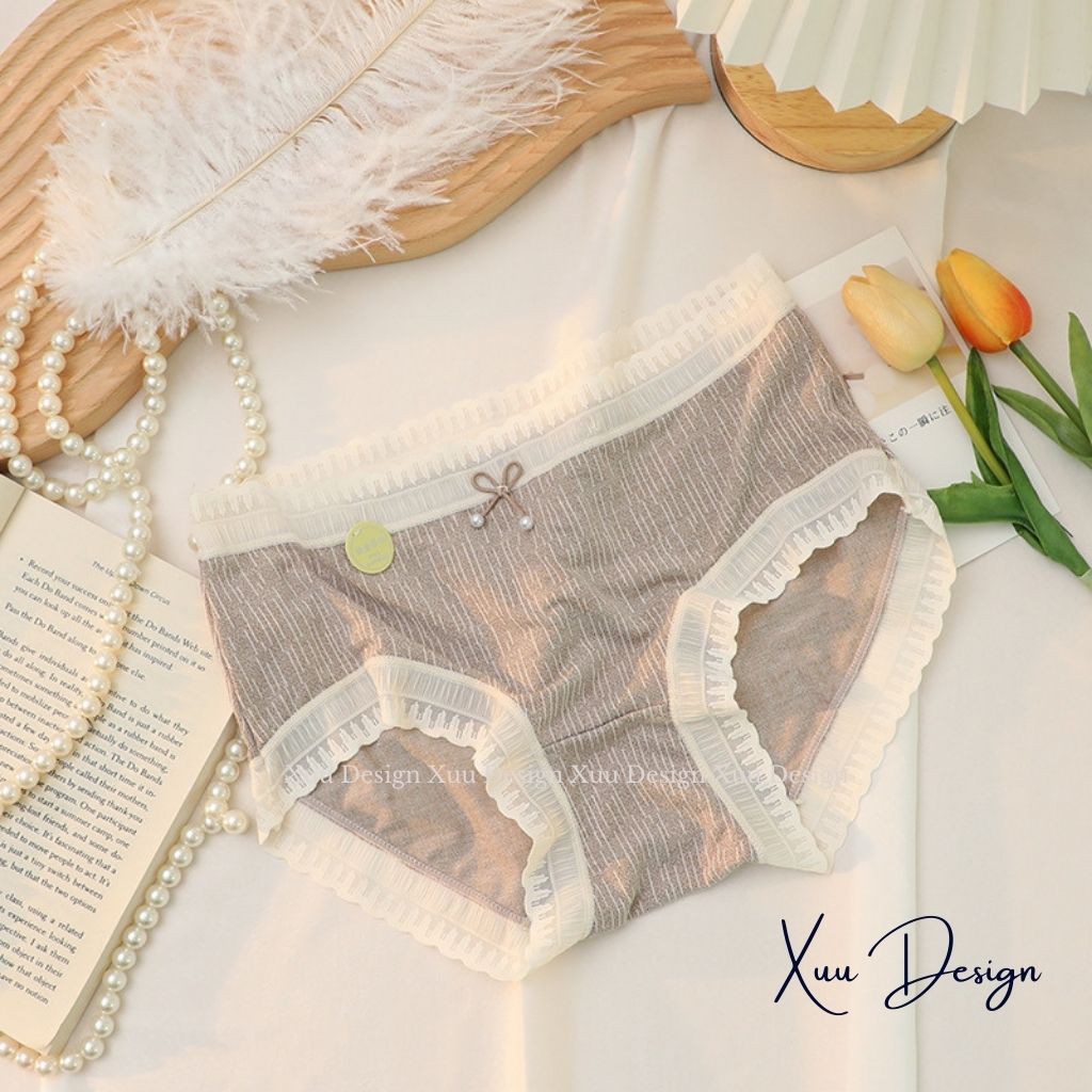 Quần lót nữ Wexuu Design, Quần lót cotton lạnh cao cấp phối ren sexy chất liệu mềm mại thoáng khí - QC50