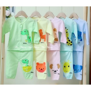 HÀNG LOẠI 1: Set 5 bộ bibo dài màu bé trai/gái cài khuy giữa cotton 2 chiều