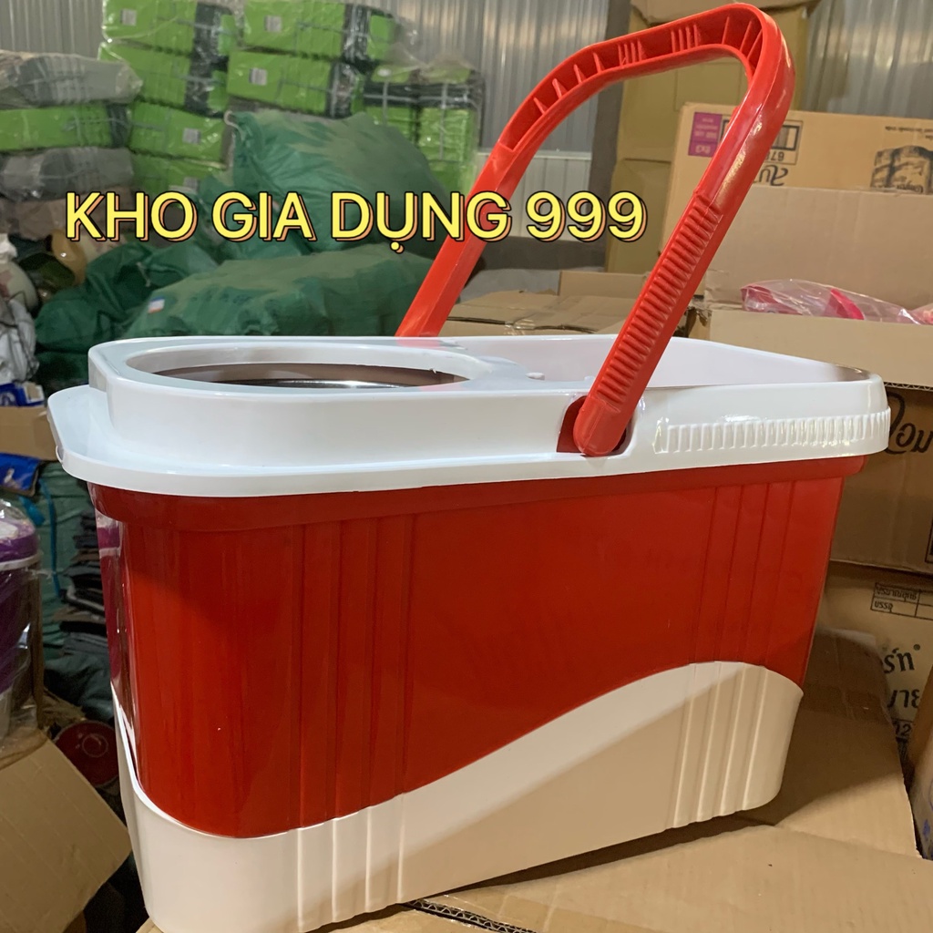THÙNG LAU NHÀ XOAY 360 ĐỘ INOX - VẮT KHÔ BÔNG LAU SIÊU MƯỚT