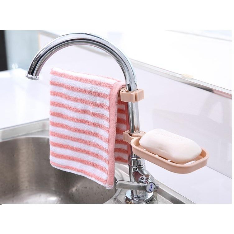 Kệ Gắn Bồn Rửa Chén - Thanh Treo Khăn, Giá Để Xà Phòng, Đồ Dùng 2 Tầng 4747