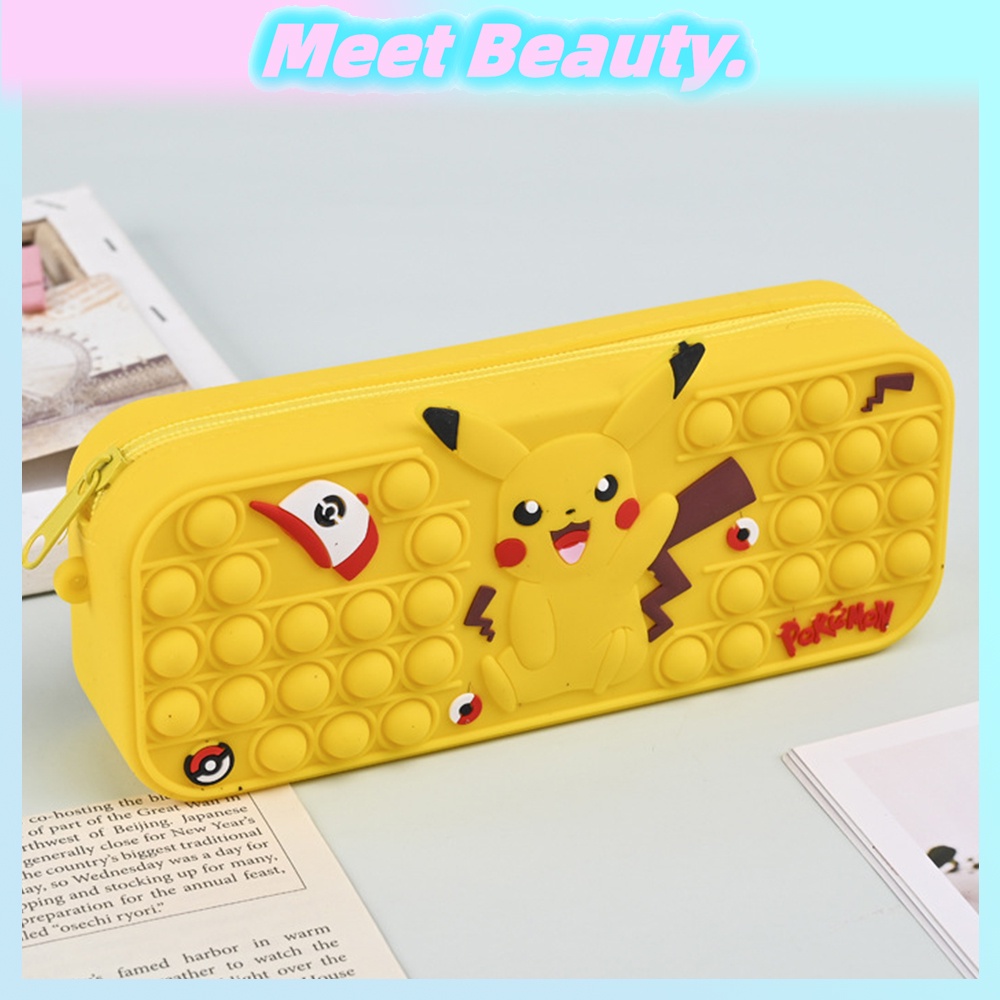 Hộp Đựng Bút Bằng Silicon Mềm Hình Pikachu Cho Bé Gái