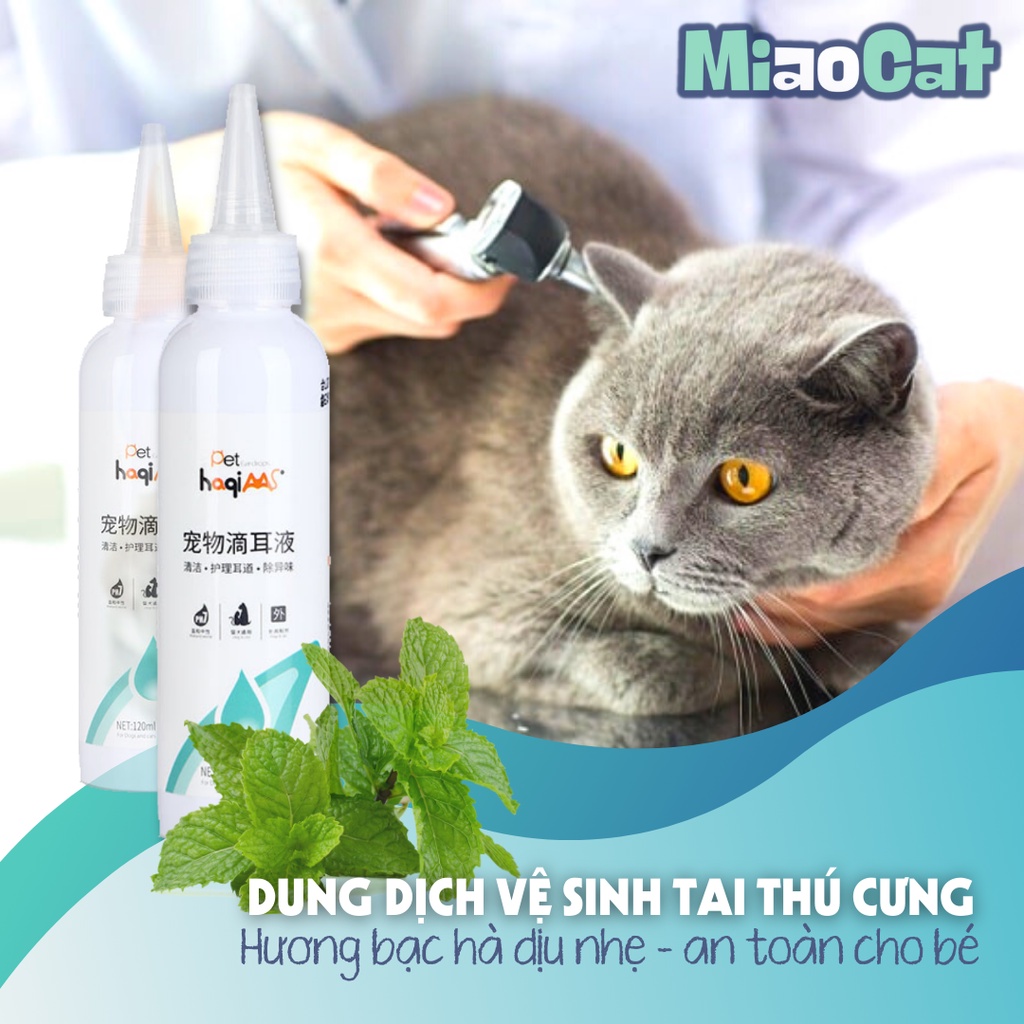 Nước Vệ Sinh, Khử Mùi Tai Cho Chó Mèo 120ml RT8202 MIAOCAT