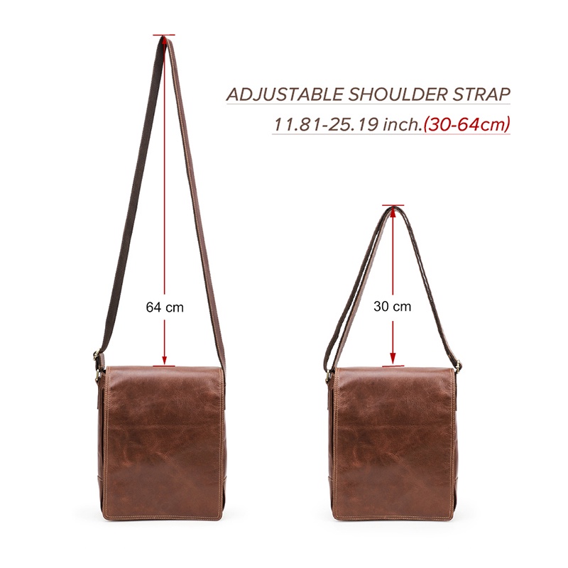 CONTACT'S Túi Da Bò Đeo Chéo Phong Cách vintage Thời Trang Cho Nam, Kích Thước 9.7 inch