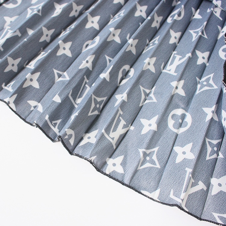 Chân Váy Midi Lưng Thun Xếp Ly In Chữ Thời Trang Mới 2022 Cho Nữ