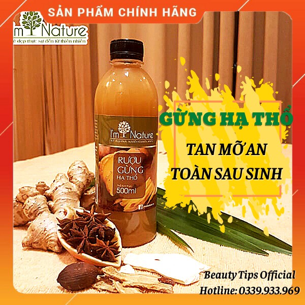 Rượu Gừng Hạ Thổ I'm Nature Giúp Giảm Mỡ - Đánh Gió - Phòng Ngừa Cảm Cúm 500ml