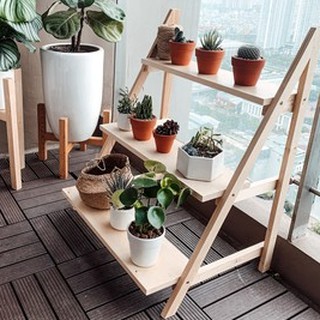 Kệ để cây cảnh bậc thang 3 tầng / Kệ gỗ thông nhập khẩu, kệ Decor