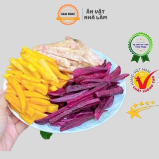 Khoai Lang -Khoai Môn Mix Sấy 3 Vị Siêu Giòn Thơm Ngon - Ăn Văt Sài Gòn Hũ 300g - Đồ Ăn Vặt Nhà Làm