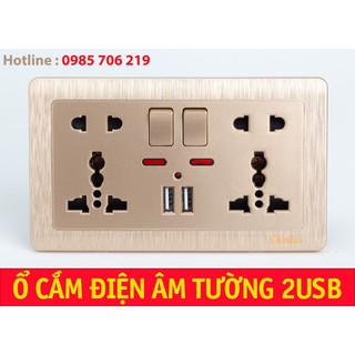 Ổ CẮM ĐIỆN 2 CHẤU ĐA NĂNG VÀ USB ÂM TƯỜNG