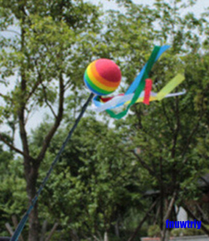 [COD]Car Antenna Toppers Rainbow Ball Colored Ribbon Antenna Balls