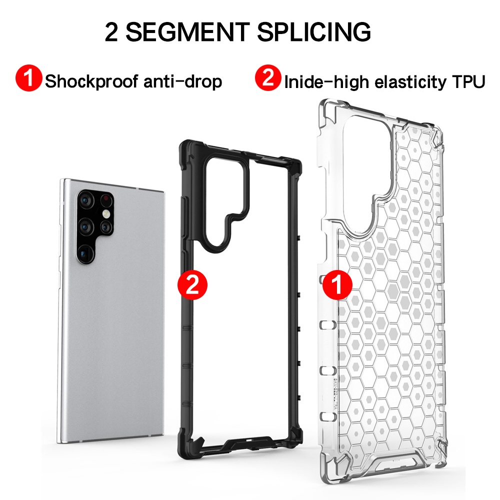 Ốp Điện Thoại Nhựa Cứng Trong Suốt Chống Sốc Họa Tiết Tổ Ong Cho Samsung Galaxy Note 20 Ultra 10 S10 Plus Lite S10e