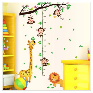 decal dán tường đo chiều cao khỉ