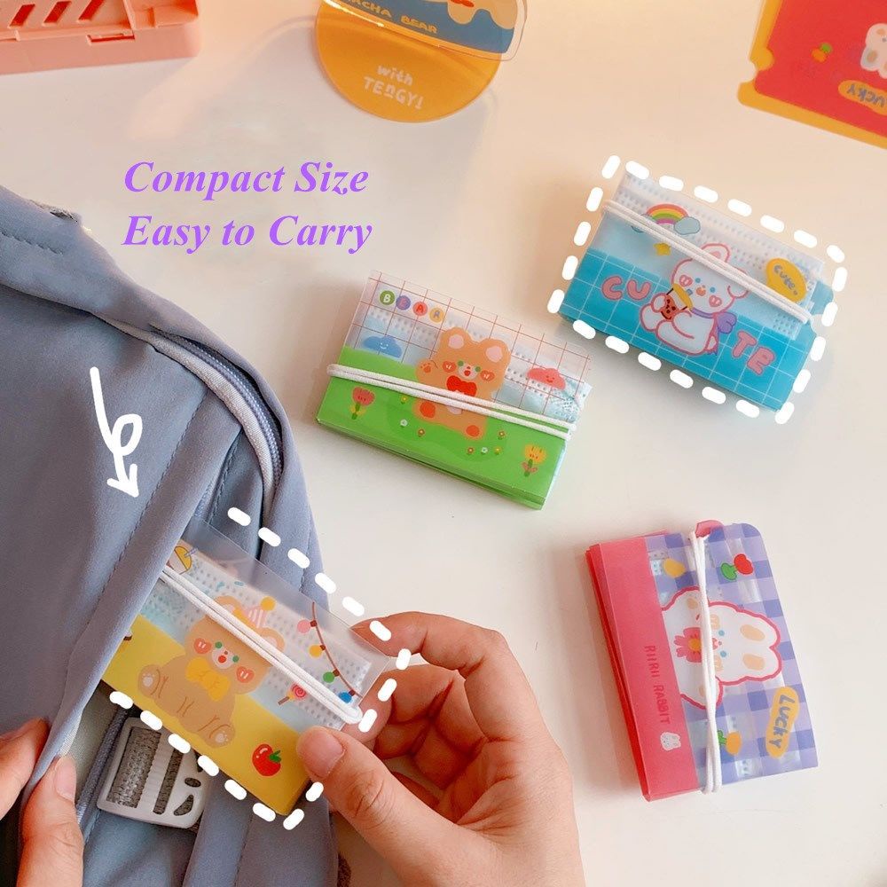 Set 1/5 Hộp Đựng Khẩu Trang Chống Bụi Có Thể Gấp Gọn In Hình Hoạt Hình Mang Đi Du Lịch Tiện Lợi