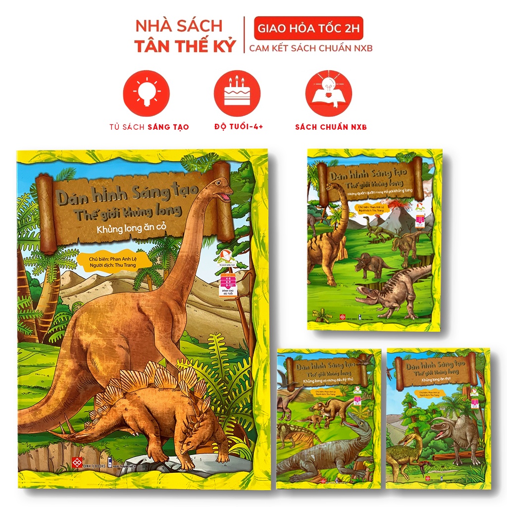 Sách - Dán hình sáng tạo - Thế giới khủng long dành cho trẻ từ 4 tuổi trở lên (bộ 4 cuốn)