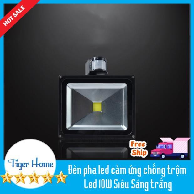 Đèn pha led cảm ứng chống trộm Led 10W Chống nước có điều chỉnh thời gian và sáng ngày đêm loại cao cấp