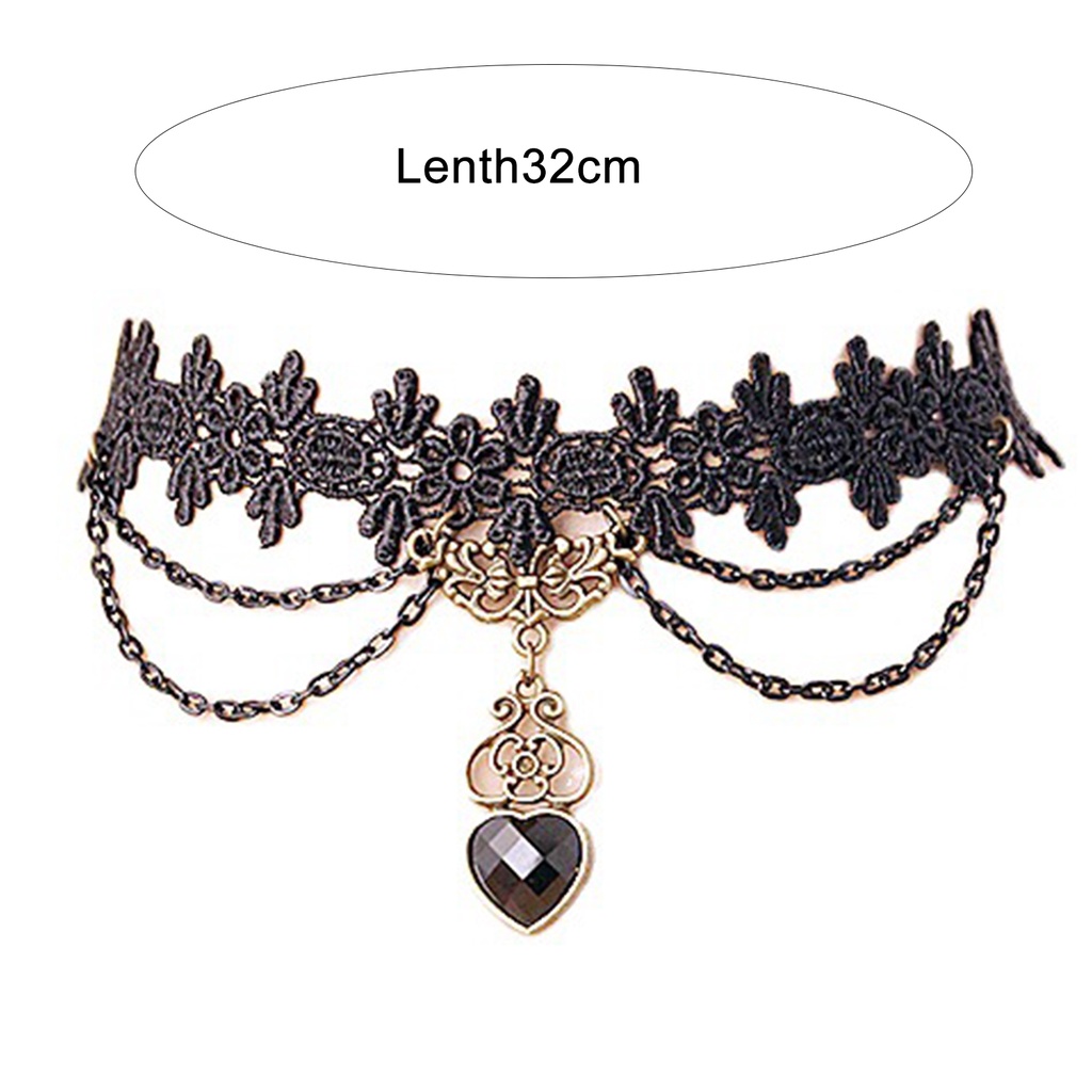 Vỏng cổ Choker + vòng tay ren hoa đính đá hinh tim xinh xắn