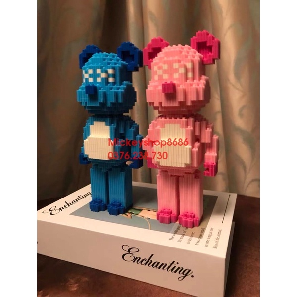 Xếp hình le go Gấu Bearbrick 19cm Đồ chơi lắp ráp mô hình bear brick 3D dễ thương .