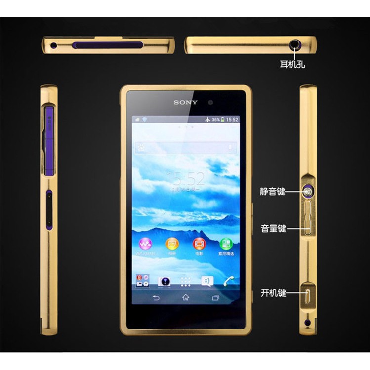 [Mã ELFLASH5 giảm 20K đơn 50K] Ốp lưng Sony Xperia M4 Aqua bo tròn tráng gương viền kim loại