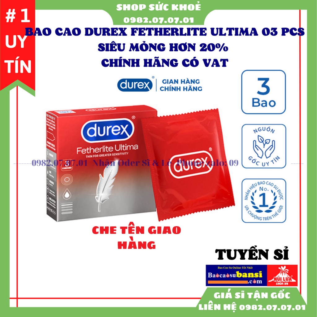 [100% chính hãng từ giá bán] Bao cao su siêu mỏng Durex Fetherlite Ultima 03 cái - bao cao su giá sỉ toàn quốc