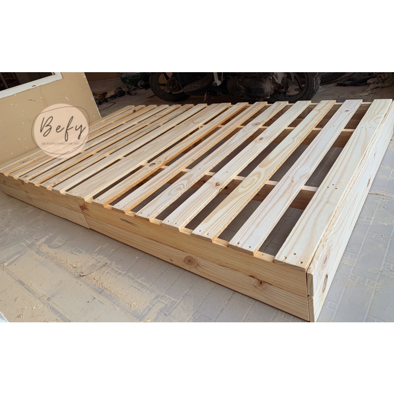 Giường Pallet Gỗ Thông Cao 20cm / Giường Gỗ Thông Dạng Hộp - BEFY