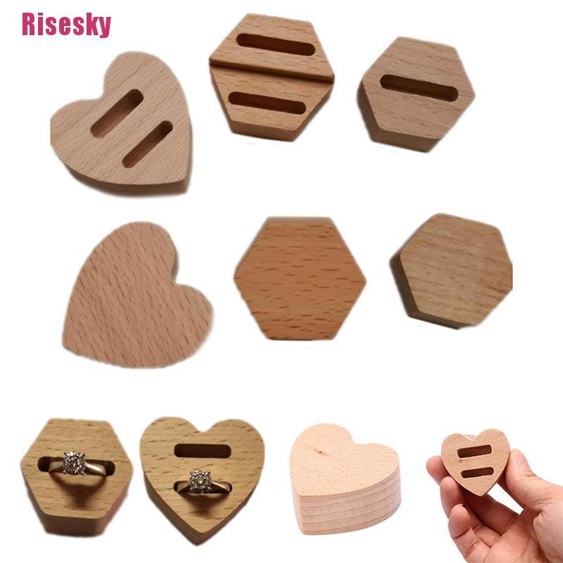 Giá Đỡ Trưng Bày Nhẫn Hình Lục Giác / Trái Tim Bằng Gỗ