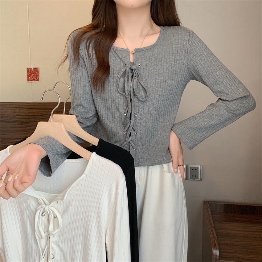 Áo Thun Cổ Vuông Thiết Kế Mới Thời Trang Mùa Thu Dành Cho Nữ