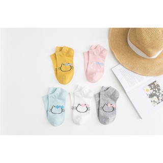 Set 5 đôi tất nữ, vớ nữ, socks hình mặt mèo dễ thương
