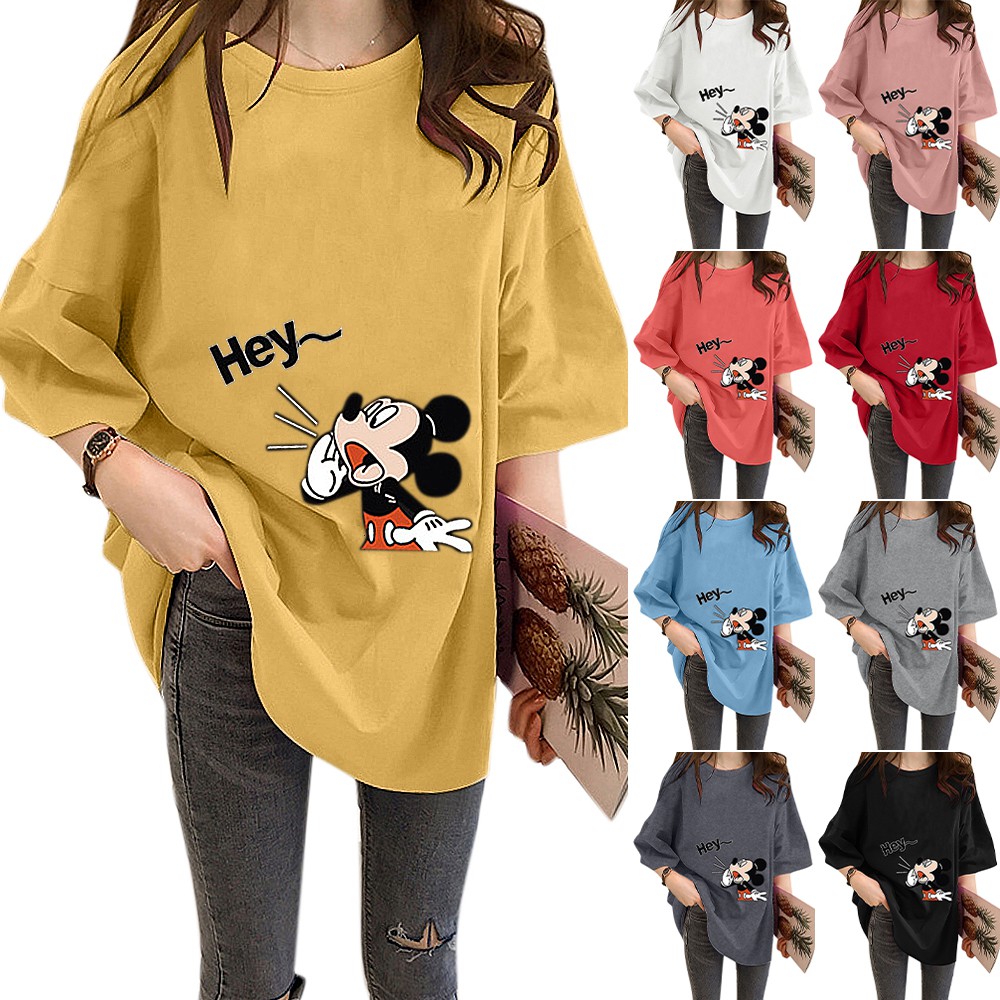Áo Thun Nữ Tay Ngắn In Hình Chuột Mickey Thời Trang Hàn Quốc