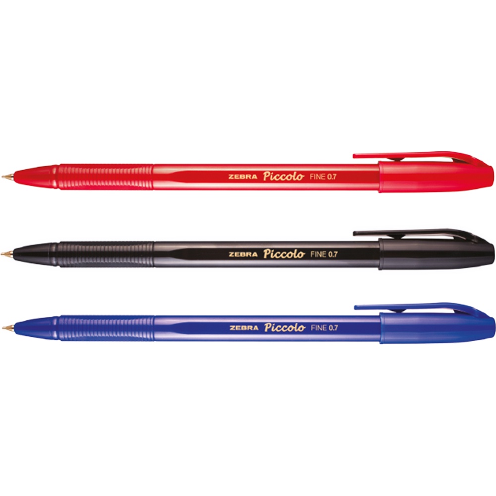 Viết bi nắp Piccolo 0.5mm hộp 12 cây xanh/đen/đỏ - Zebra [Chính hãng]