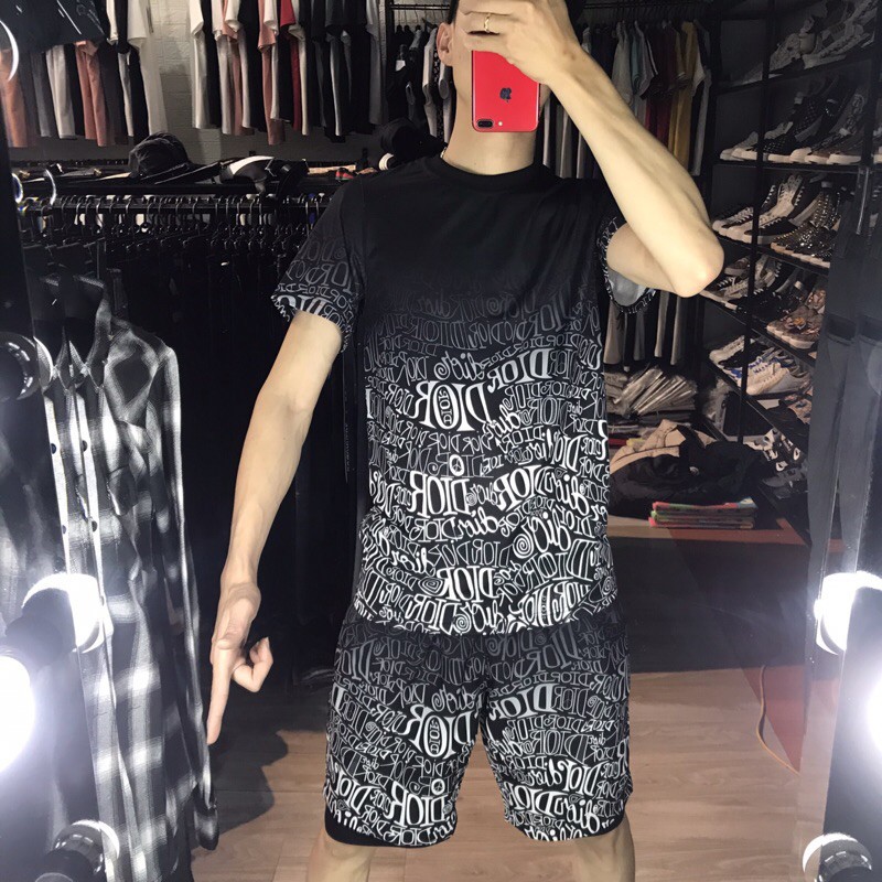 Bộ Nam Hè-Bộ Nam Thể Thao Play Boy Bộ Loang 3D Dior Chất Thun Co Dãn 4 Chiều Đen Xanh Phong Cách ( loại 1)