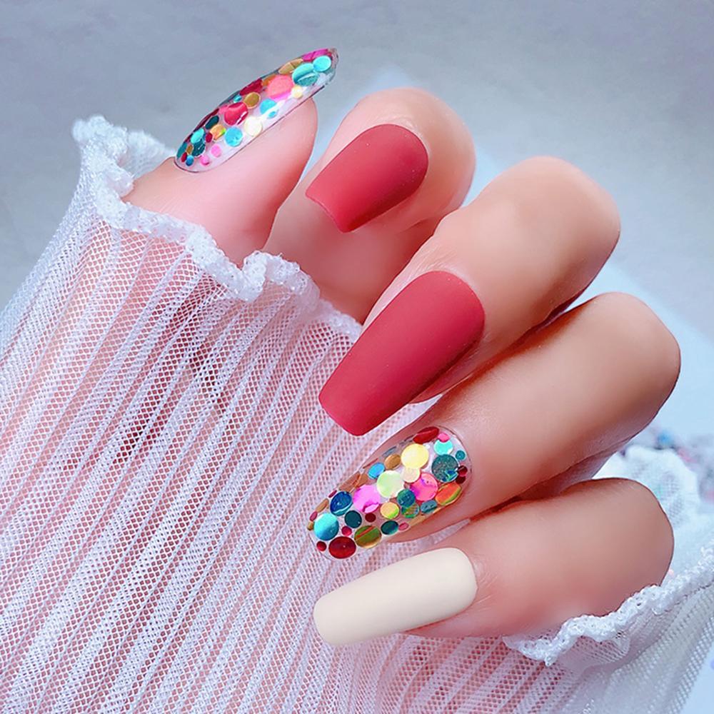 OCEANMAP Hộp Hạt Kim Sa Tròn Trang Trí Móng Tay