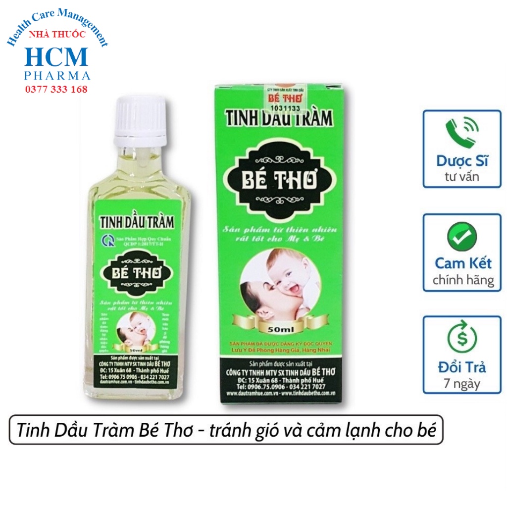 Dầu tràm cho Bé Thơ sơ sinh nguyên chất Huế 50ml 100ml có tem chống hàng giả của nhà sản xuất HCM14