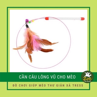 Cần câu cho mèo - cần câu mèo lông vũ gắn chuông - đồ chơi cho mèo giúp thư giãn xả tress