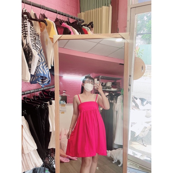 Đầm babydoll 2 dây hồng