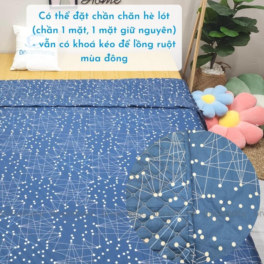 Vỏ chăn Cotton 100% 2mx2m2 mỏng mùa hè, có khóa kéo lồng ruột mùa đông DREAMHOME