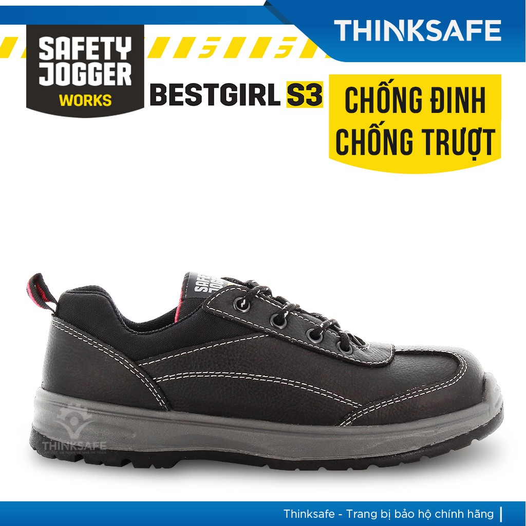 Giày bảo hộ lao động nữ Jogger Thinksafe, da bò bền, đế chống đinh, thoáng khí, thời trang, giày cách điện - Bestgirl